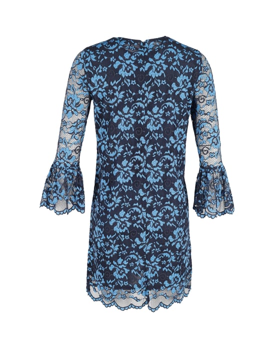 Ganni Kleid mit Spitzenärmeln und Blumenmuster aus blauem Polyester - Image 3