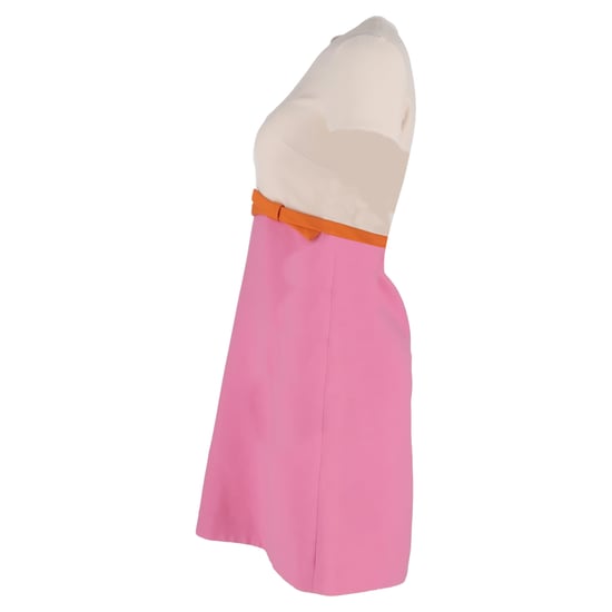 Valentino Colorblock-Kleid in A-Linie mit Schleifendetail aus rosa Wolle - Image 2