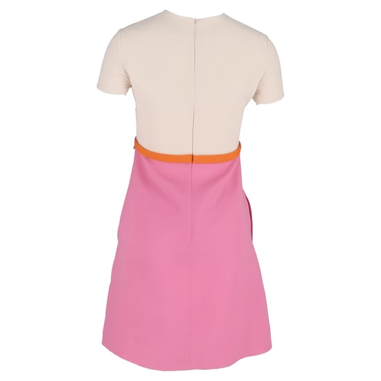Valentino Colorblock-Kleid in A-Linie mit Schleifendetail aus rosa Wolle - Image 3