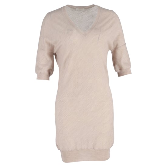 Chloé Minikleid mit V-Ausschnitt aus beigefarbenem Leinen - Image 1
