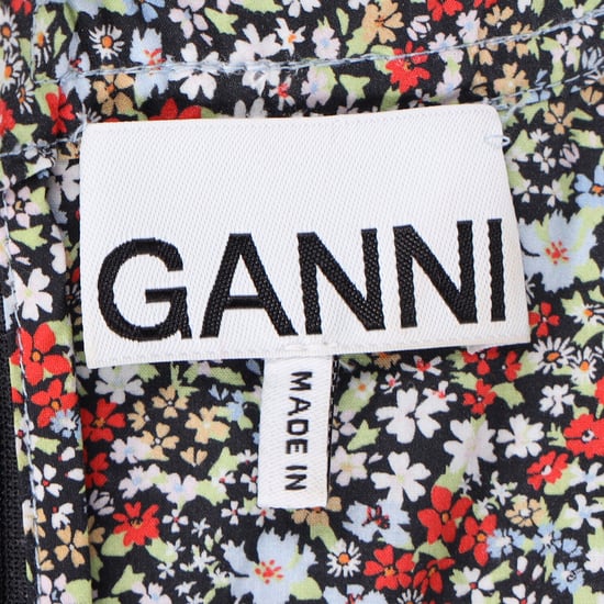 Ganni gerafftes Minikleid mit Blumendruck aus mehrfarbiger Baumwolle - Image 4