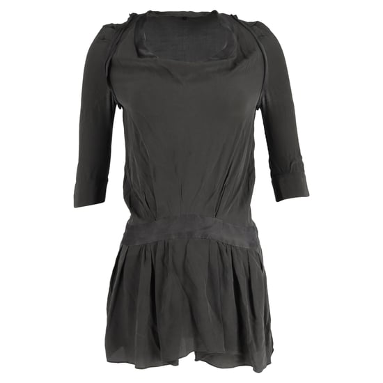 Maje Robe Minikleid mit 3/4-Ärmeln aus olivgrüner Seide - Image 1