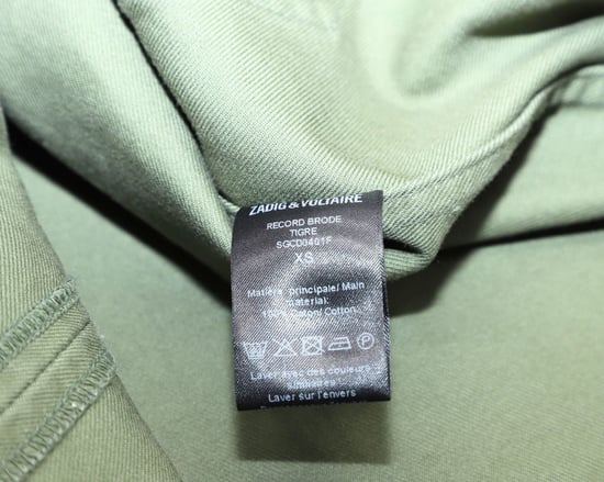 Zadig & Voltaire Record Brodé Tigre Hemdkleid aus khakigrüner Baumwolle - Image 4