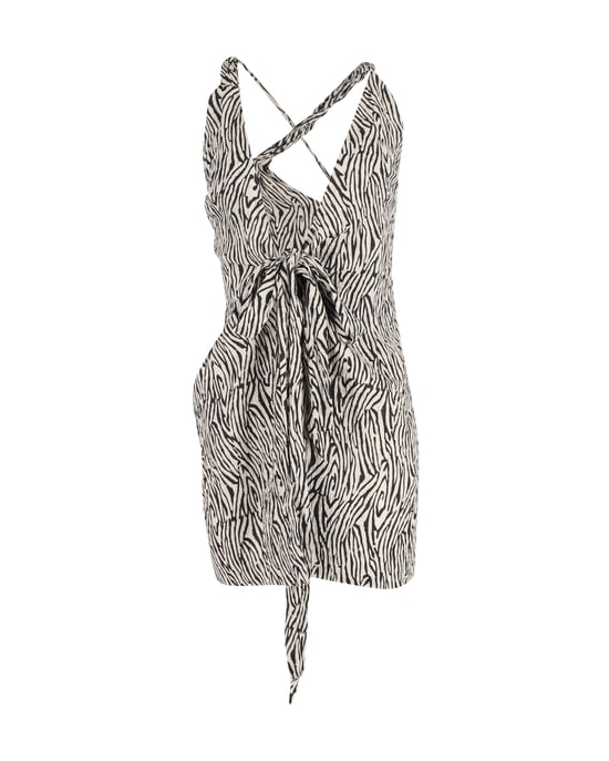 Nanushka Mini-Wickelkleid aus geknittertem Crêpe in Viskose mit Tiermuster - Image 1