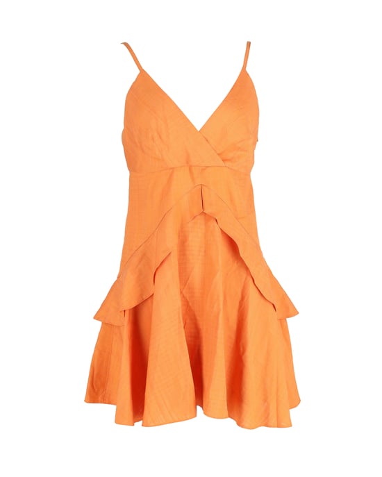 Ärmelloses Rüschenkleid von Sandro aus orangefarbener Baumwolle - Image 1
