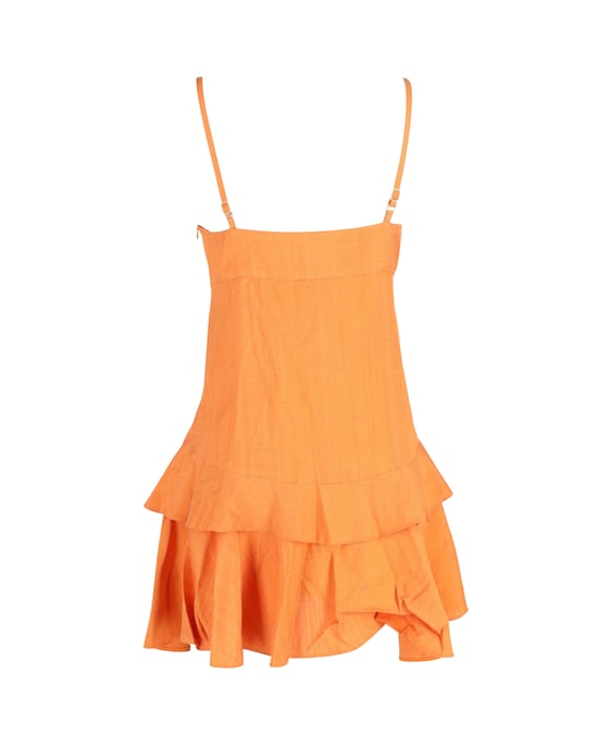 Ärmelloses Rüschenkleid von Sandro aus orangefarbener Baumwolle - Image 3