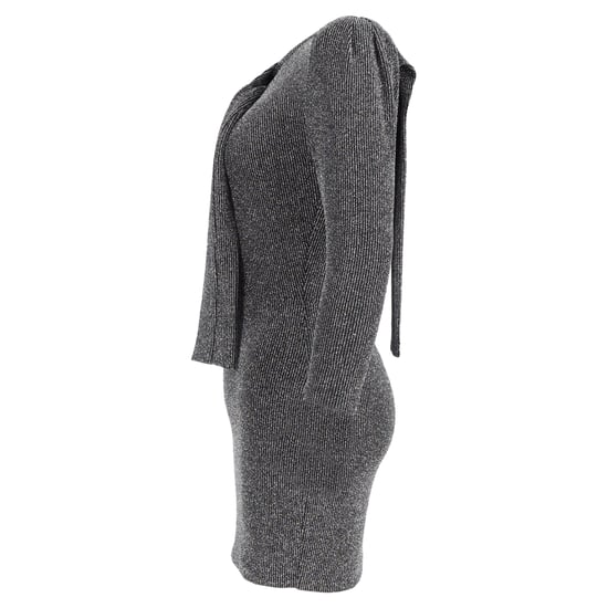 Iro Perk Strick-Minikleid mit Bindekragen und langen Ärmeln aus metallisch-silbernem Nylon - Image 2