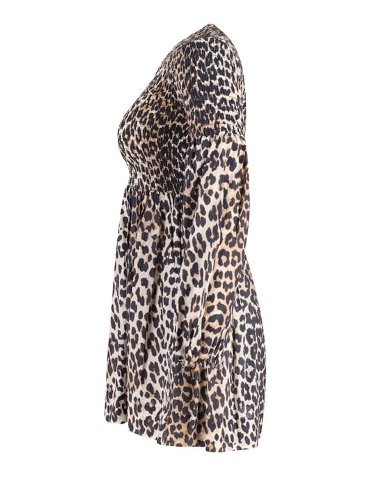 Ganni Minikleid mit Raffungen aus Baumwolle mit Tiermuster - Image 2