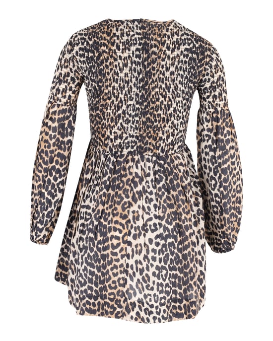 Ganni Minikleid mit Raffungen aus Baumwolle mit Tiermuster - Image 3