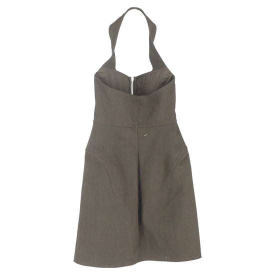 Bottega Veneta Salon Neckholder-Minikleid aus olivgrünem Leinen - Image 2