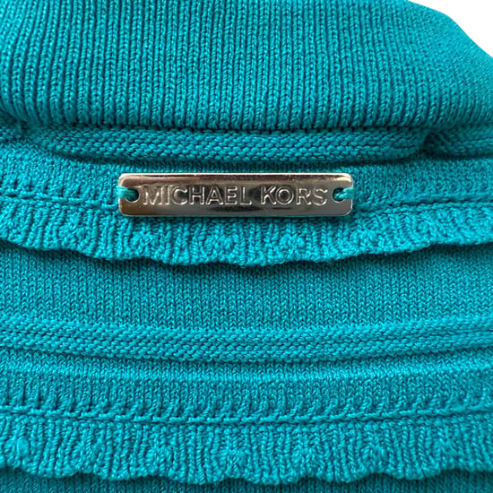 Michael Kors Mini-Kleid aus Stretch mit Rüschen und Streifen in Türkis-Viskose - Image 4