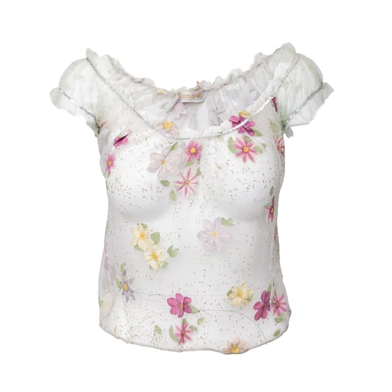 Roberto Cavalli Transparentes Blusentop mit Blumenmuster – 90er Jahre - Image 1