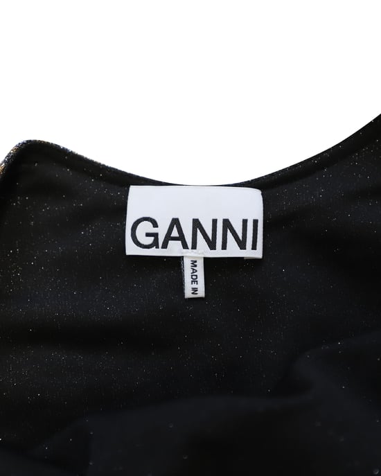 Ganni Tiger Print Puff Sleeve Lurex Stricktop aus mehrfarbigem Polyester - Image 5