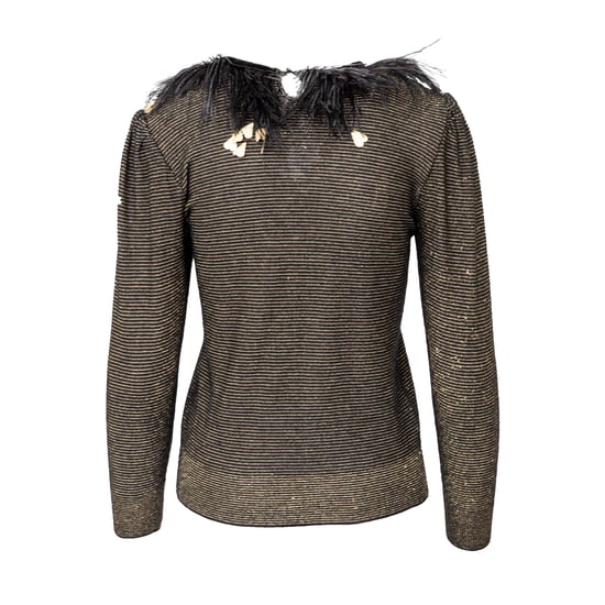 Valentino Boutique Top mit Federbesatz – 80er Jahre - Image 3