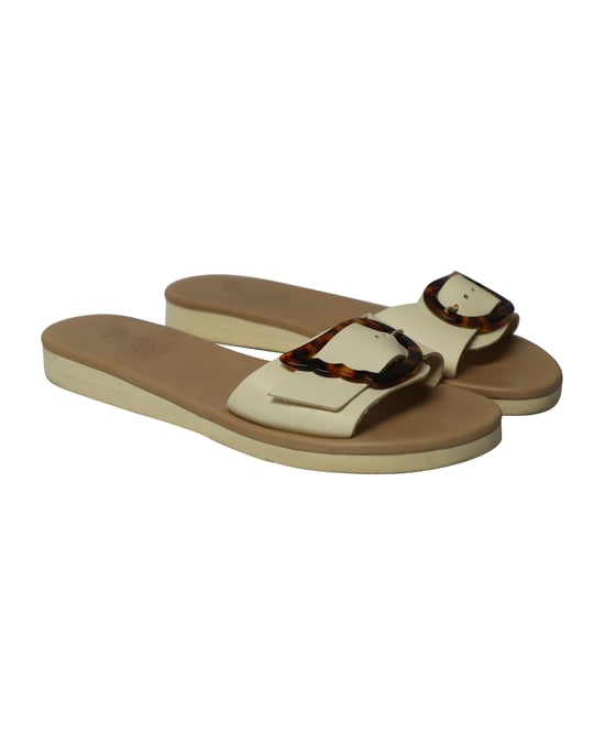 Antike griechische Aglaia-Sandalen aus weißem Leder - Image 3