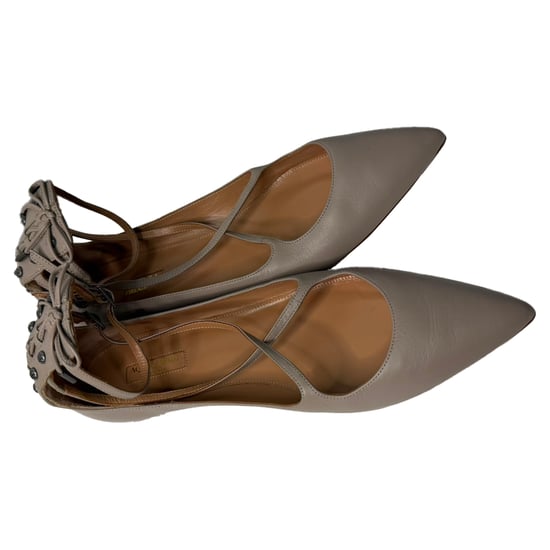 Aquazzura Ballerinas mit spitzem Zehen in grauem Leder - Image 6