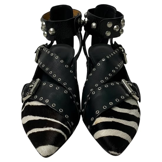 Isabel Marant Zebra-Print Linzy Ösen-Spitzenflats aus Kalbslackleder mit Tierdruck - Image 2