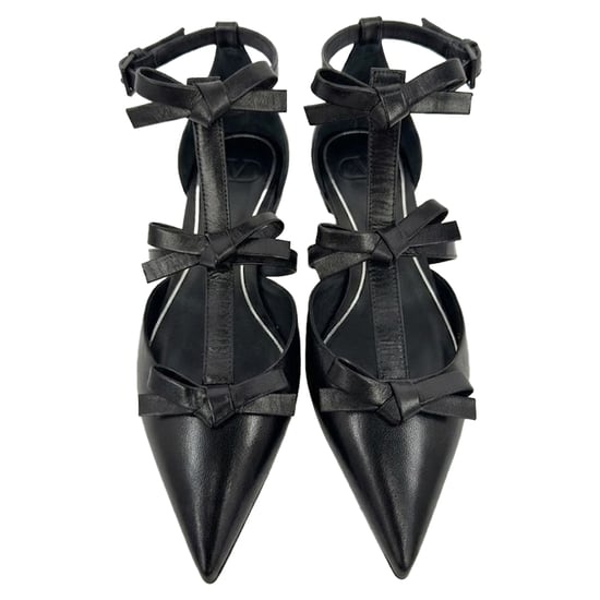 Valentino Garavani Ballerinas mit französischen Schleifen aus schwarzem Leder - Image 3