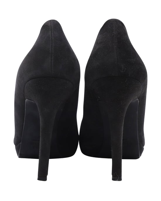 Stuart Weitzman Pumps mit Schleifendetail aus schwarzem Wildleder - Image 3