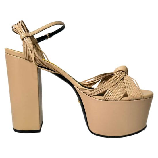 Gucci Crawford Knot Plateau-Pumps aus nudefarbenem Leder - Image 1