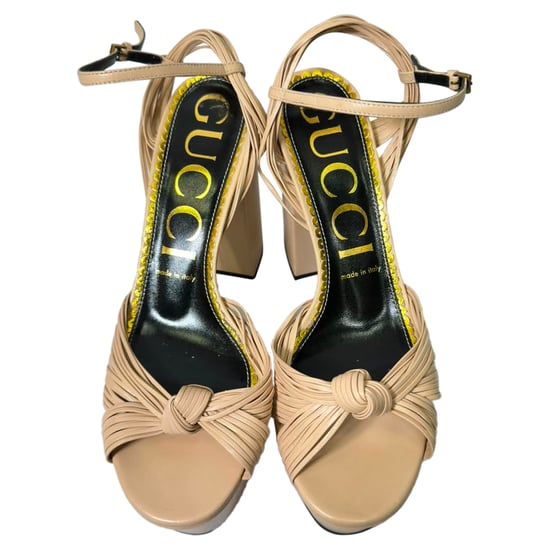 Gucci Crawford Knot Plateau-Pumps aus nudefarbenem Leder - Image 4