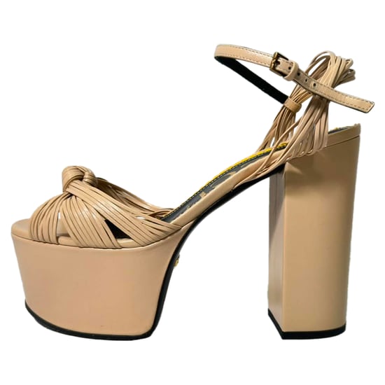 Gucci Crawford Knot Plateau-Pumps aus nudefarbenem Leder - Image 5