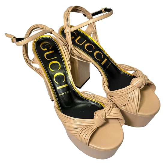 Gucci Crawford Knot Plateau-Pumps aus nudefarbenem Leder - Image 6