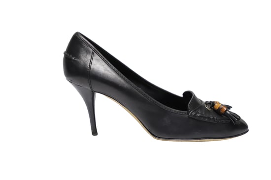 Gucci Loafer-Pumps mit Quasten und Bambus-Akzenten aus braunem Leder - Image 1