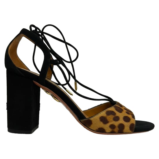 Aquazzura Austin Schnürsandalen aus Wildleder im Tierprint - Image 1