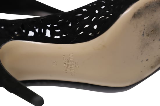 Valentino Garvani Laser Cut Pumps 115 in schwarzem Wildleder - Image 6