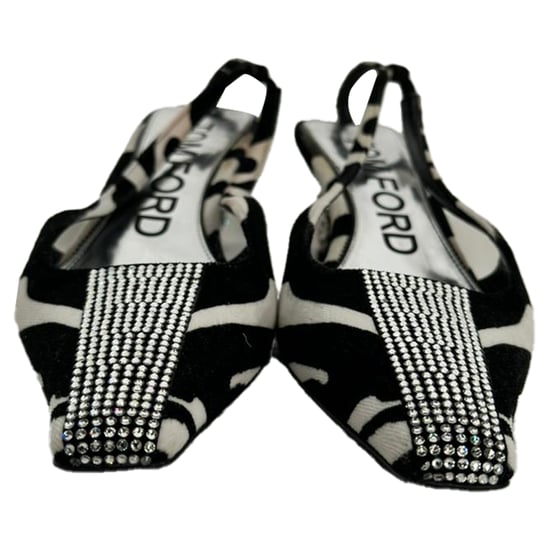 Tom Ford Zebra-Print Slingback-Pumps aus schwarzem und weißem Wildleder - Image 2