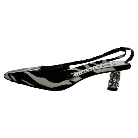 Tom Ford Zebra-Print Slingback-Pumps aus schwarzem und weißem Wildleder - Image 6