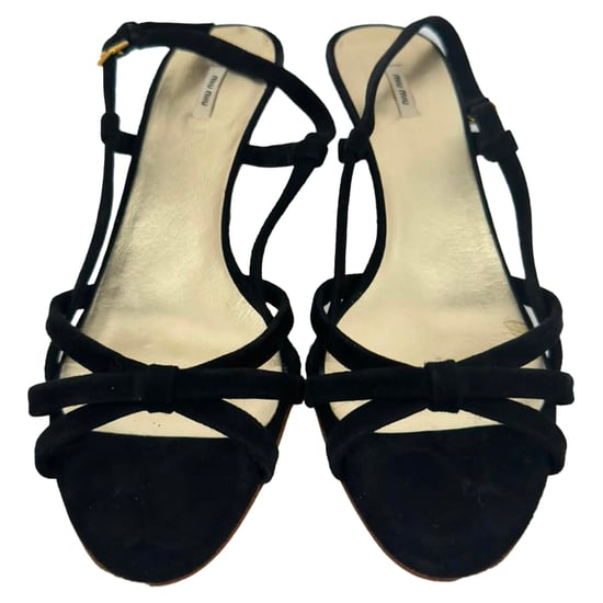 Miu Miu Slingback-Sandalen aus schwarzem Wildleder - Image 2