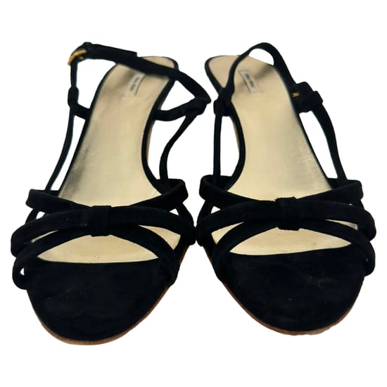 Miu Miu Slingback-Sandalen aus schwarzem Wildleder - Image 3