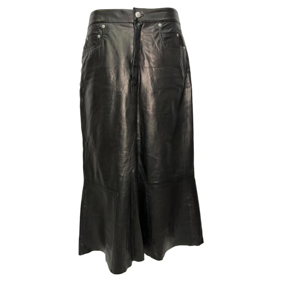 Rick Owens Midirock mit Knittereffekt aus schwarzem Lammleder - Image 1
