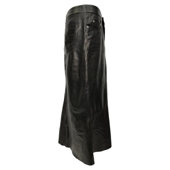 Rick Owens Midirock mit Knittereffekt aus schwarzem Lammleder - Image 2