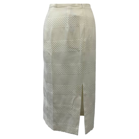 Iris & Ink strukturierter Midirock aus cremefarbenem Polyester - Image 3