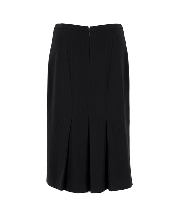 Max Mara gestreifter Midi-Bleistiftrock aus schwarzem Triacetat - Image 3