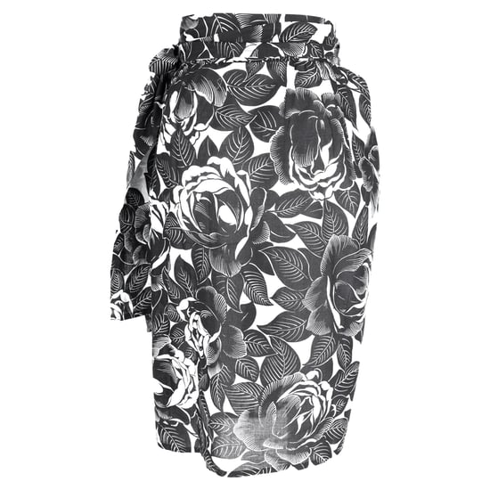 Lanvin Midirock mit Blumenmuster und Bindegürtel aus schwarzer und weißer Baumwolle - Image 3