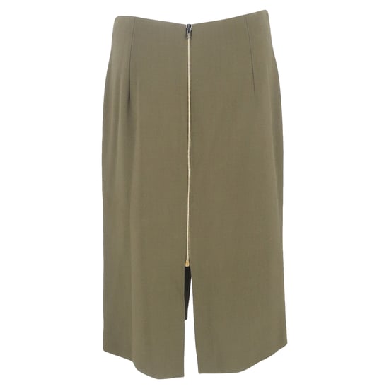 Roland Mouret Midi-Bleistiftrock mit Schlitz vorne aus olivgrüner Wolle - Image 3