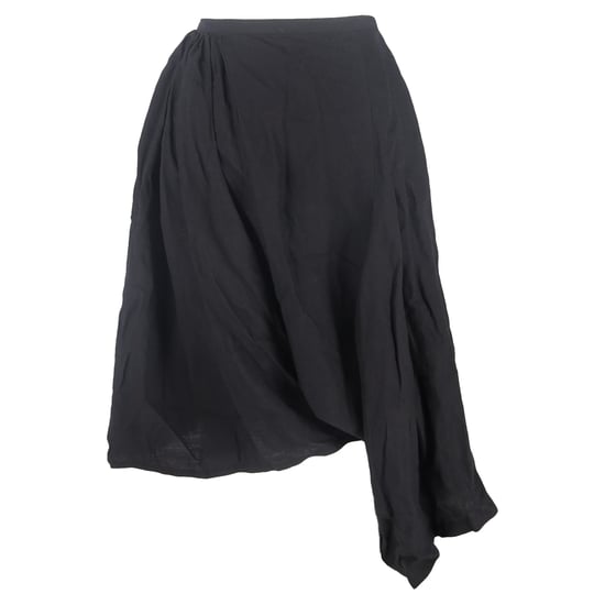 Yohji Yamamoto asymmetrischer Drapé-Midirock aus schwarzer Baumwolle - Image 3