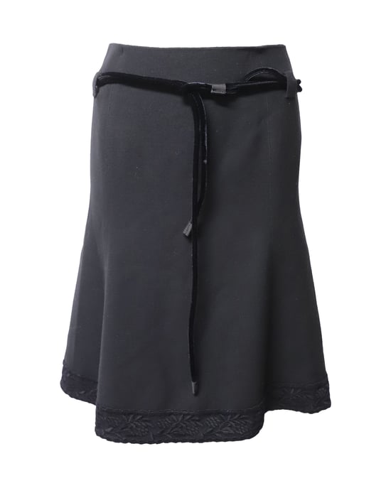Emporio Armani Winterrock mit Gürtel aus schwarzer Wolle - Image 1
