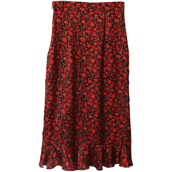 Maje Blumen-Asymmetrischer Drapierungsrock aus roter Seide - Image 4