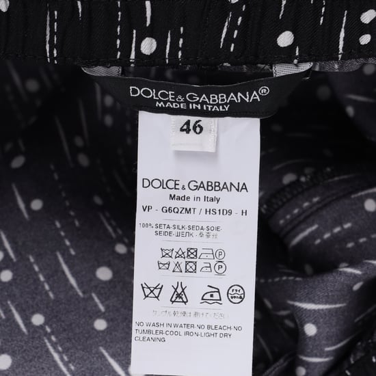 Dolce & Gabbana Bedruckte Hose mit geradem Bein aus schwarzer Seide - Image 4