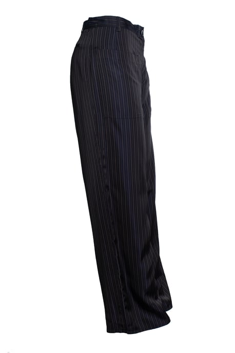 Dries van Noten, gestreifte, glänzende Hose mit weitem Bein - Image 4