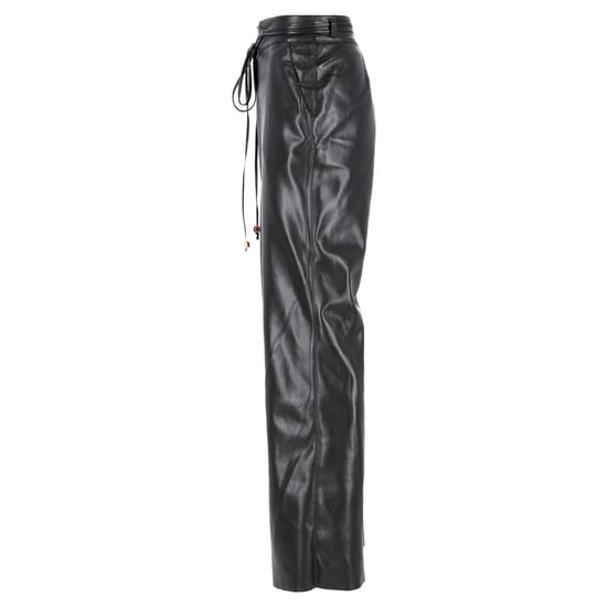 Nanushka High-Rise Wide Leg Pants in Black Faux Leather - Image 3