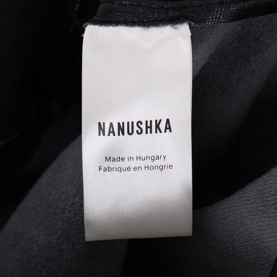Nanushka High-Rise Wide Leg Pants in Black Faux Leather - Image 4