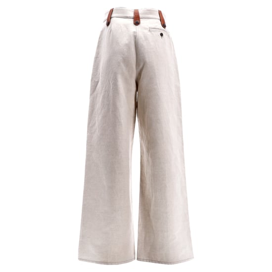 Loewe – Hose mit weitem Bein und Gürtelringdetail aus beiger Baumwolle - Image 3