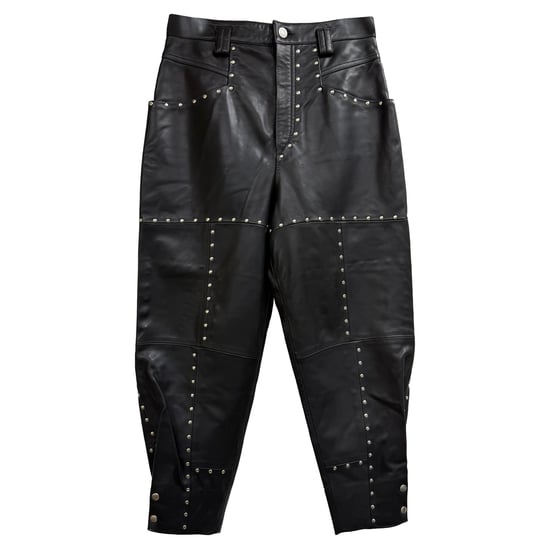 Isabel Marant Viamao Nietenbesetzte, schmal zulaufende Hose aus schwarzem Leder - Image 1
