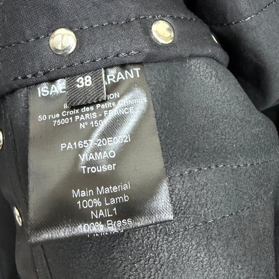 Isabel Marant Viamao Nietenbesetzte, schmal zulaufende Hose aus schwarzem Leder - Image 4